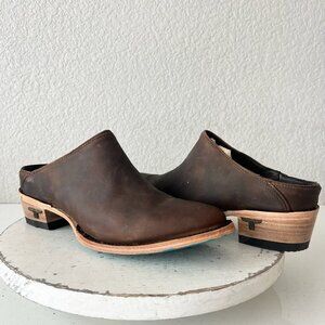 Lane Plain Jane Mule Womens Brown Leather Cowboy Boots Short Western Shoes Sz 7